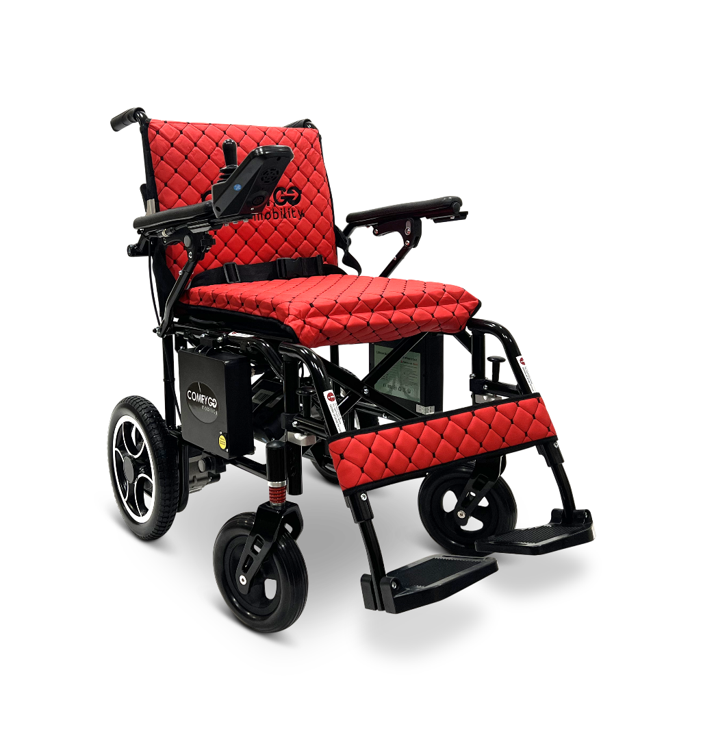 ComfyGo X-7 Lightweight Foldable Electric Wheelchair - Only 40 lbs Red